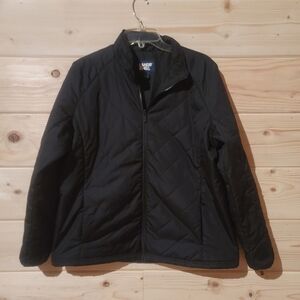 Lands' End Black Quilted Jacket Size L 23x26